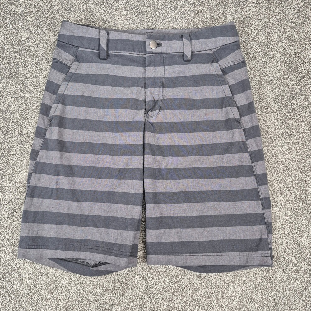 Lululemon Commission Shorts Mens 30 Gray Striped‎ Stretch Golf